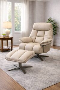 Dante Leather Electric Recliner Chair & Stool - Image 3