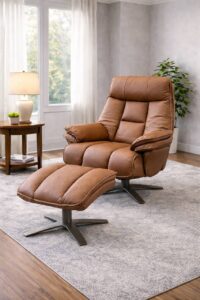 Dante Leather Electric Recliner Chair & Stool - Image 2
