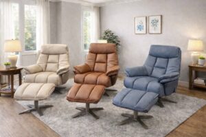 Dante Leather Electric Recliner Chair & Stool